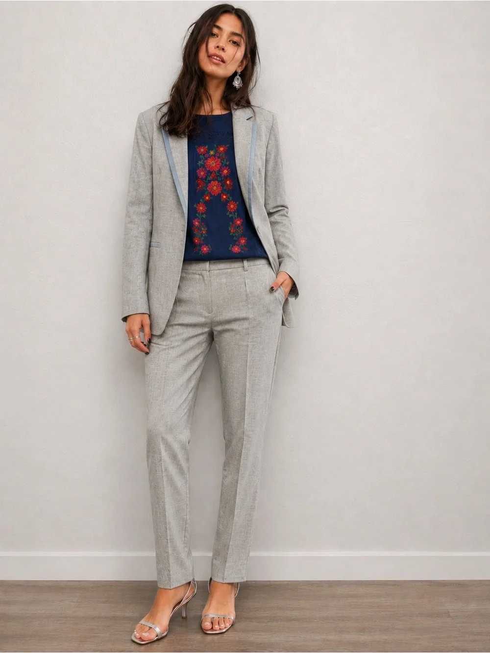 Antonio‎ Melani Linen Blend Gray Pantsuit 6/8 Corporate Office Chic Minimalist